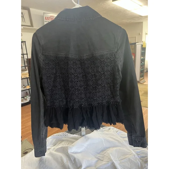 Free People Multi Textured Jacket Womens Size 2 Distressed Button Up GUC - Picture 11 of 16
